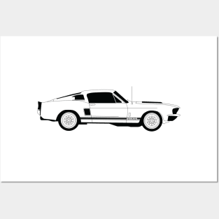 GT500 Shelby Black Outline Posters and Art